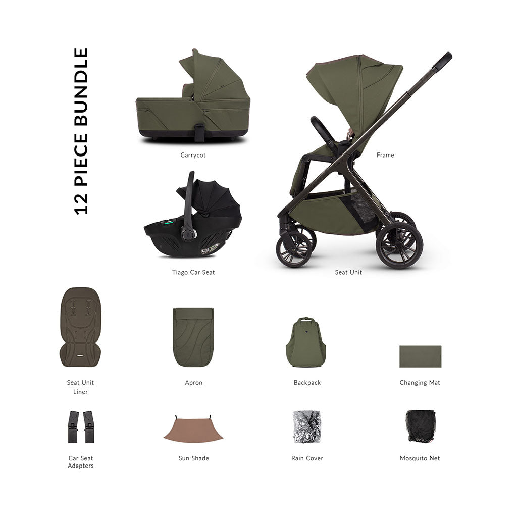 Venicci Tila 3in1 Comfort Bundle with Tiago Black Car Seat - Olive