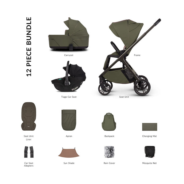 Venicci Tila 3in1 Comfort Bundle with Tiago Black Car Seat - Olive