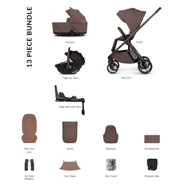 Venicci Tila 4in1 Luxury Bundle with Tiago Beige Car Seat and Base - Noce