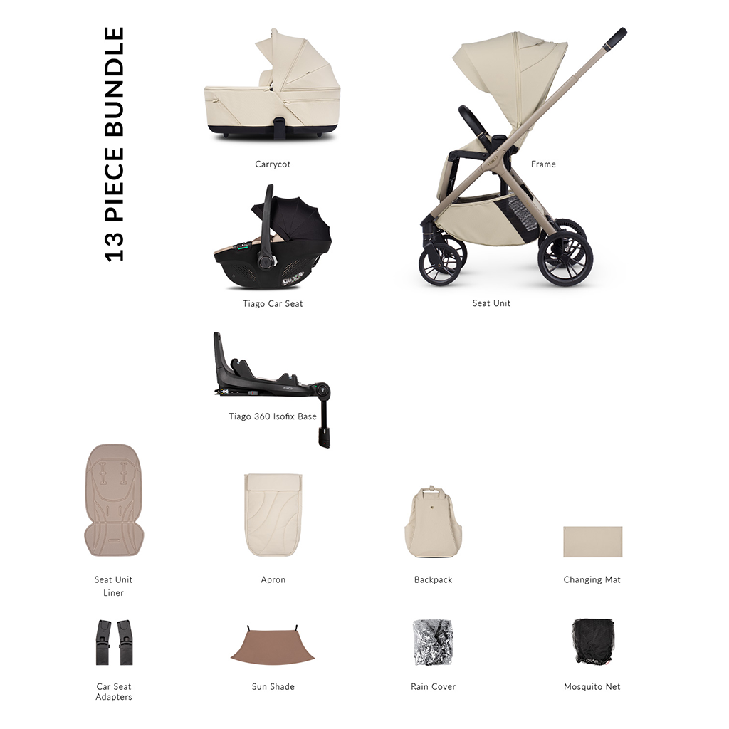 Venicci Tila 4in1 Luxury Bundle with Tiago Beige Car Seat and Base - Sabbia