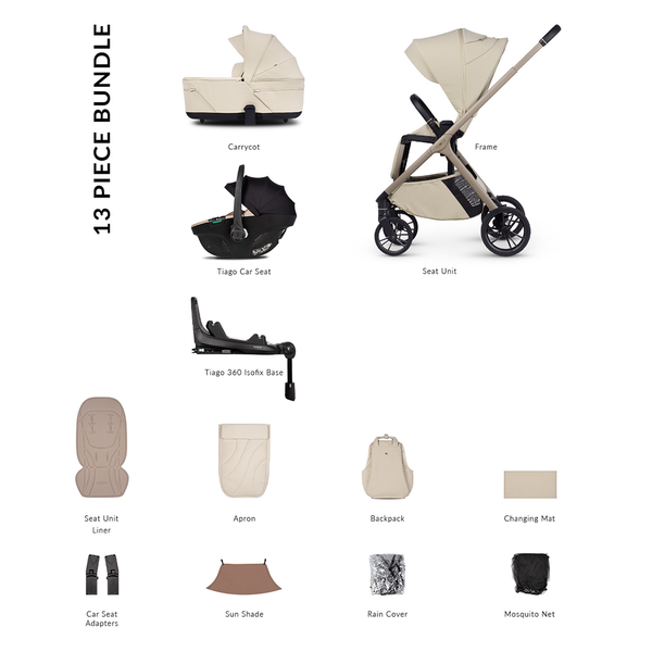 Venicci Tila 4in1 Luxury Bundle with Tiago Beige Car Seat and Base - Sabbia