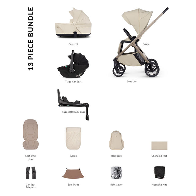 Venicci Tila 4in1 Luxury Bundle with Tiago Black Car Seat and Base - Sabbia