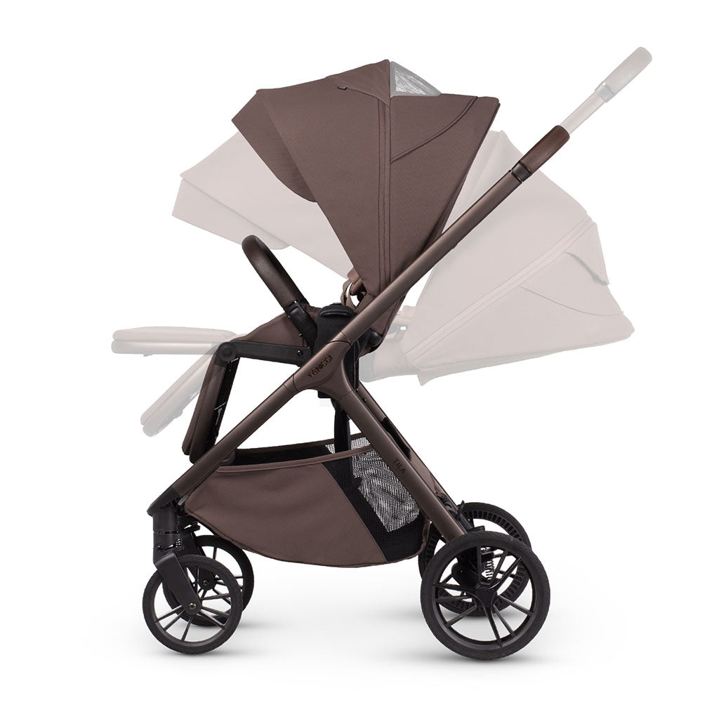 Venicci Tila Pushchair recline feature in Noce - Chocolate