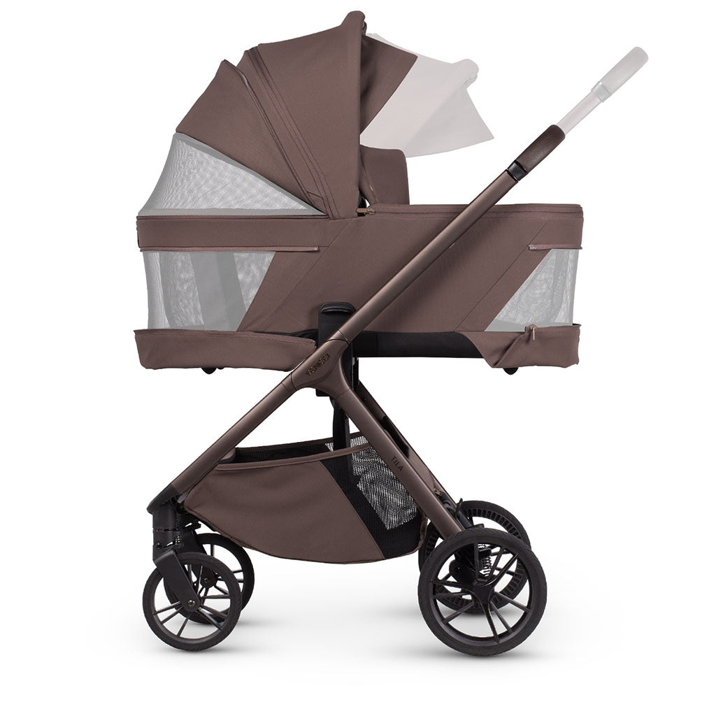 Venicci Tila Pushchair with carrycot extendable hood and air ventilation in Noce - Chocolate