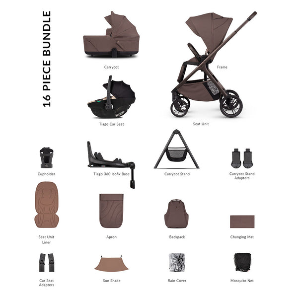 Venicci Tila Ultimate Bundle with Tiago Beige Car Seat and Base - Noce