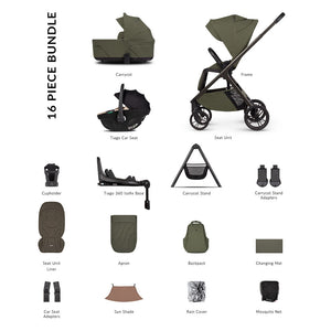 Venicci Tila Ultimate Bundle with Tiago Beige Car Seat and Base - Olive