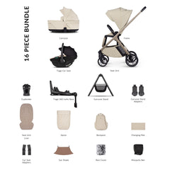 Venicci Tila Ultimate Bundle with Tiago Beige Car Seat and Base - Sabbia