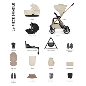 Venicci Tila Ultimate Bundle with Tiago Beige Car Seat and Base - Sabbia