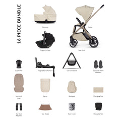 Venicci Tila Ultimate Bundle with Tiago Black Car Seat and Base - Sabbia