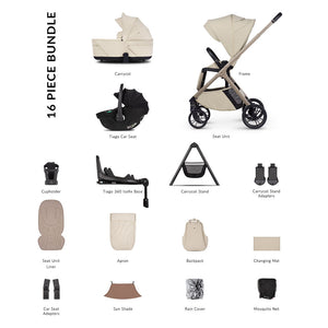 Venicci Tila Ultimate Bundle with Tiago Black Car Seat and Base - Sabbia