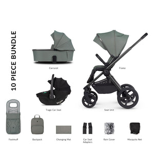 Venicci Upline 2 - 3 in 1 Pushchair with Tiago Black Car Seat - Aloe