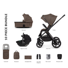 Venicci Upline 2 - 3 in 1 Pushchair with Tiago Black Car Seat - Brownie