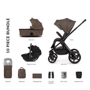 Venicci Upline 2 - 3 in 1 Pushchair with Tiago Black Car Seat - Brownie