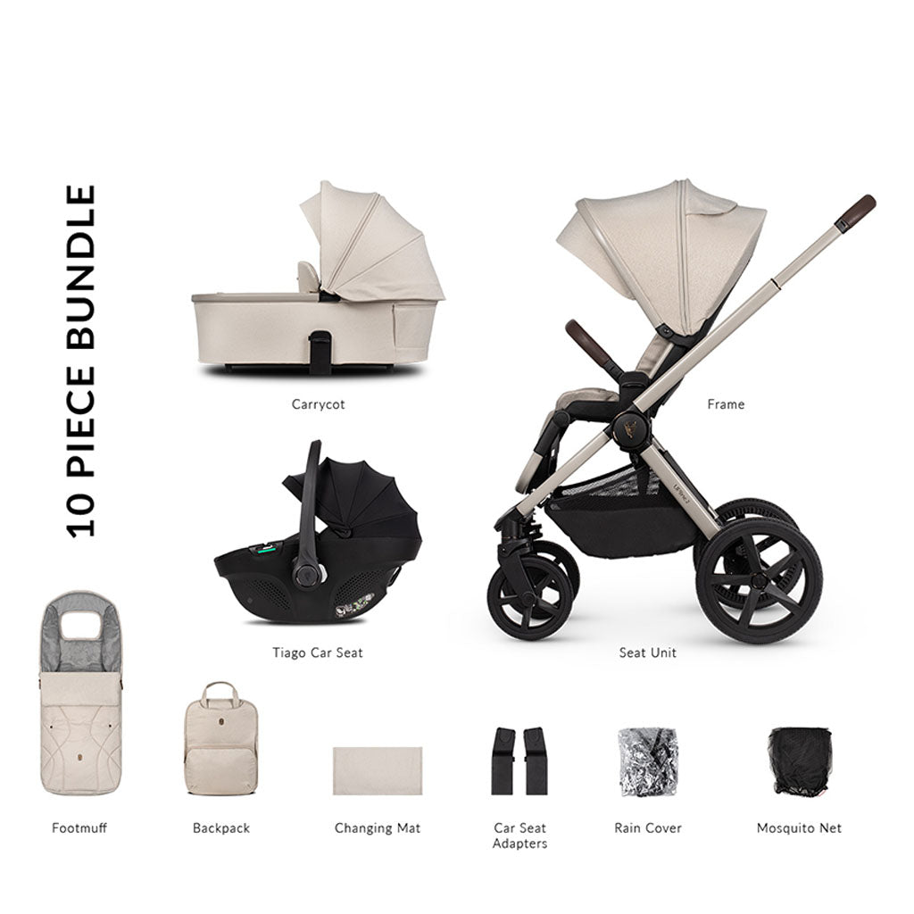 Venicci Upline 2 - 3 in 1 Pushchair with Tiago Car Seat - Stone Beige