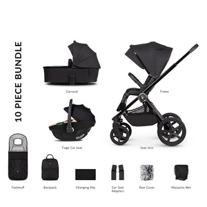 Venicci Upline 2 - 3 in 1 Pushchair with Tiago Beige Car Seat - All Black