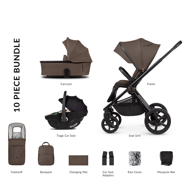 Venicci Upline 2 - 3 in 1 Pushchair with Tiago Beige Car Seat - Brownie