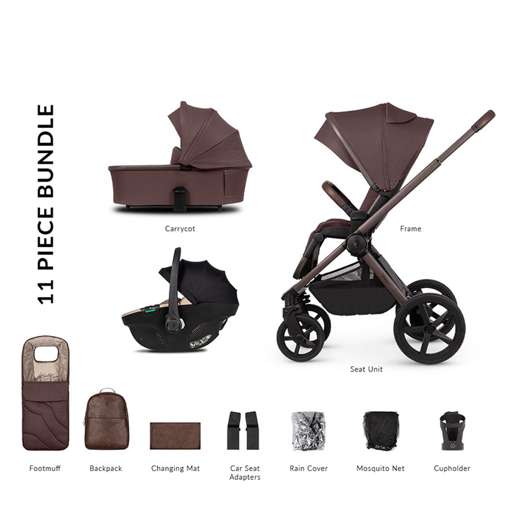 Venicci Upline 2 - 3 in 1 SE Pushchair with Tiago Car Seat - Burgundy