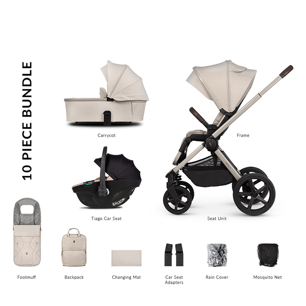 Venicci Upline in Pushchair with Tiago Car Seat Stone