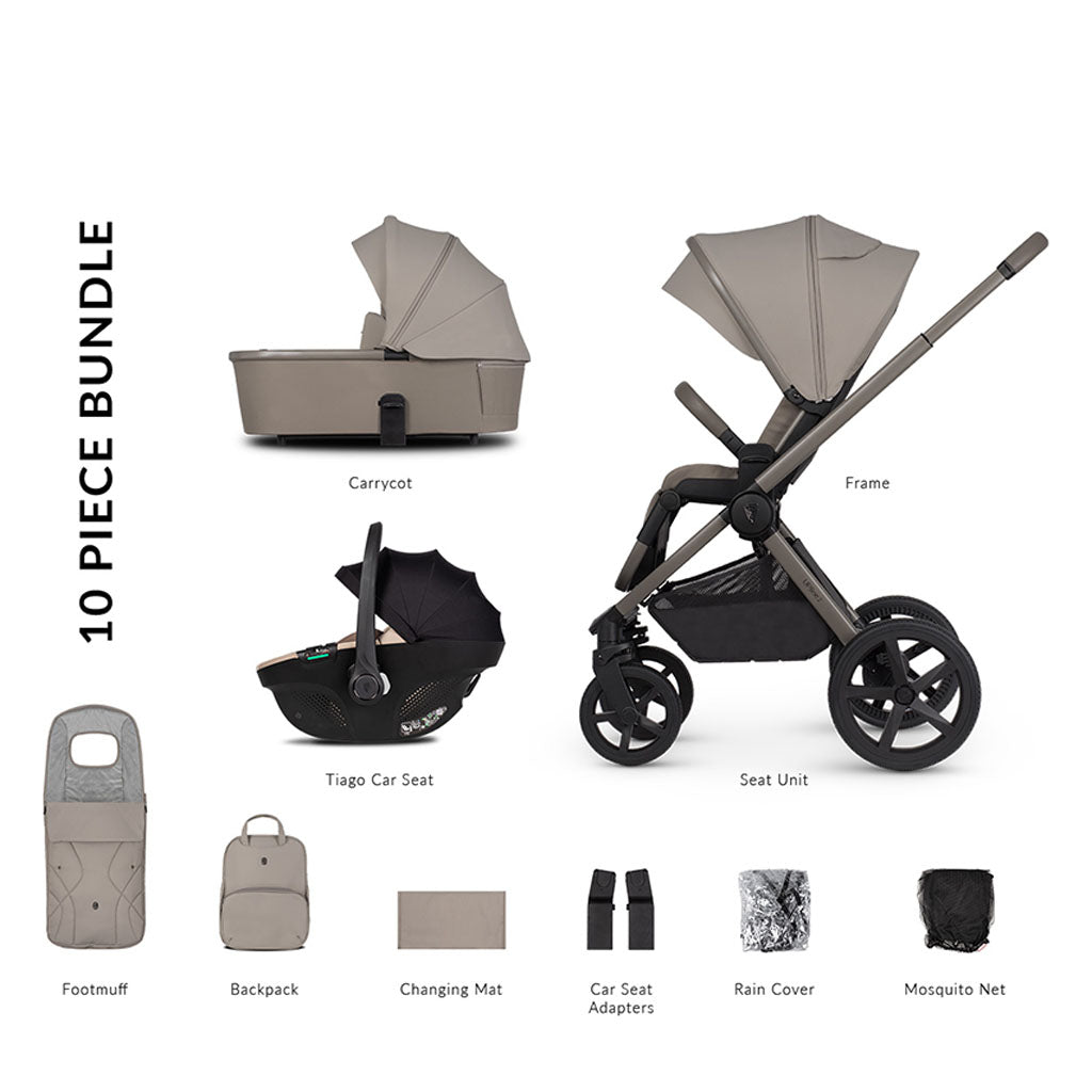 Venicci Upline 2 - 3 in 1 Pushchair with Tiago Beige Car Seat - Taupe