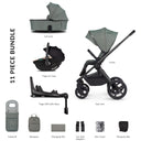 Venicci Upline 2 - 3 in 1 Pushchair with Tiago Car Seat and Base - Aloe