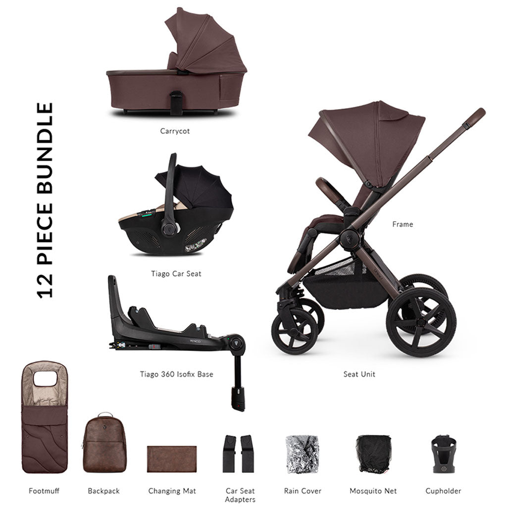 Venicci Upline 2 - 3 in 1 SE Pushchair with Tiago Car Seat and Base - Burgundy