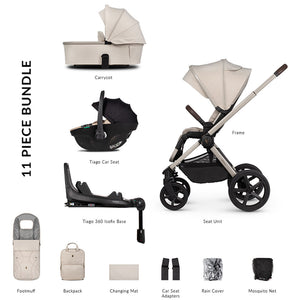Venicci Upline 2 - 3 in 1 Pushchair with Tiago Car Seat and Base - Stone Beige