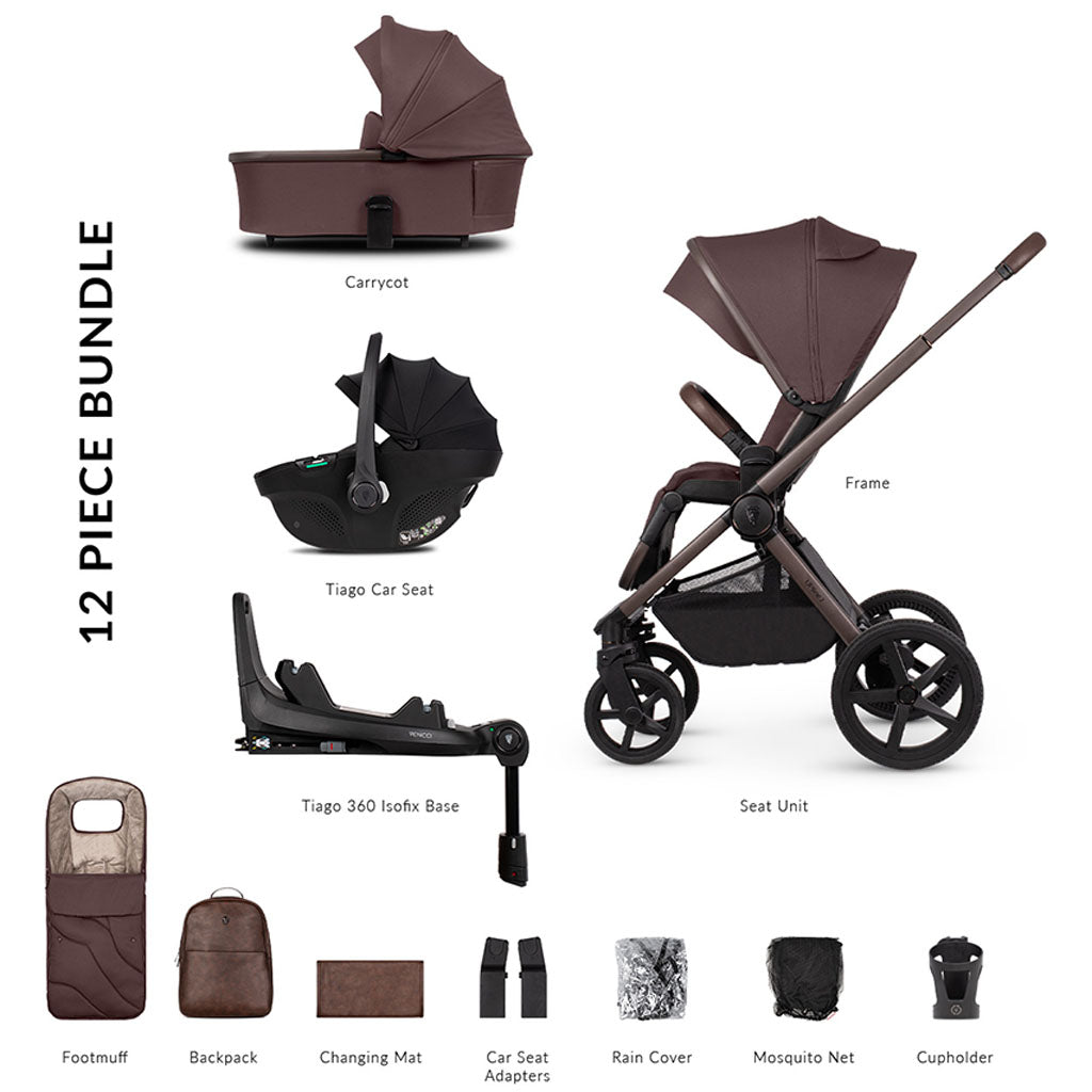 Venicci Upline 2 - 3 in 1 SE Pushchair with Tiago Car Seat and Base - Burgundy
