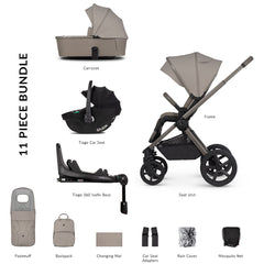 Venicci Upline 2 - 3 in 1 Pushchair with Tiago Black Car Seat and Base - Taupe