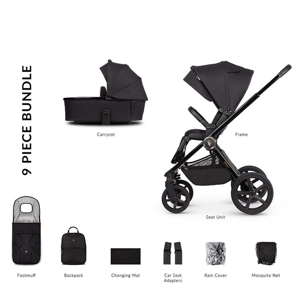 Venicci Upline 2 - 2 in 1 Pushchair - All Black