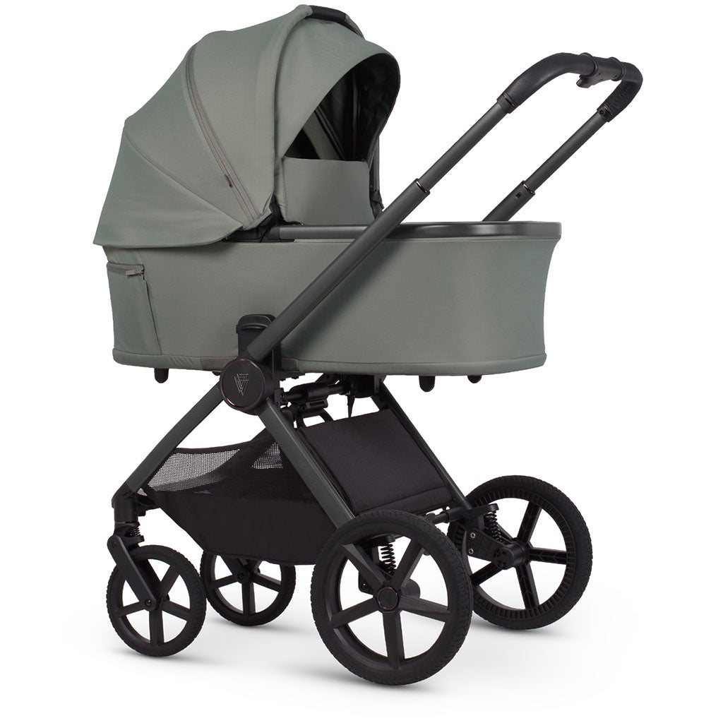 Venicci Upline 3 Carrycot on the pram - Aloe