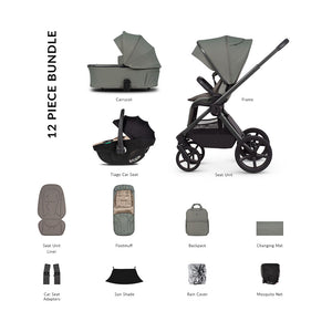 Venicci Upline 3 Comfort Bundle with Tiago Beige Car Seat - Aloe