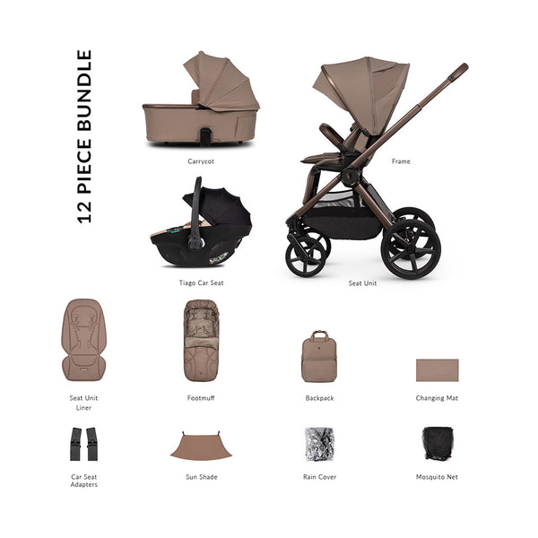 Venicci Upline 3 Comfort Bundle with Tiago Beige Car Seat - Sand