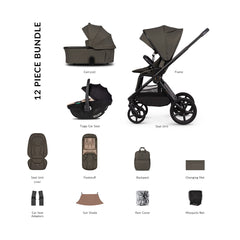 Venicci Upline 3 Comfort Bundle with Tiago Beige Car Seat - Truffle