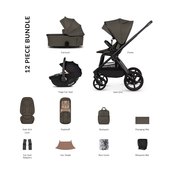 Venicci Upline 3 Comfort Bundle with Tiago Beige Car Seat - Truffle