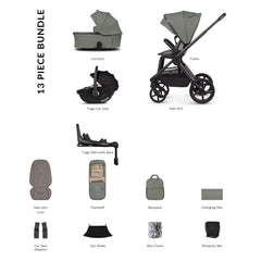 Venicci Upline 3 Luxury Bundle with Tiago Beige Car Seat - Aloe