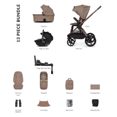 Venicci Upline 3 Luxury Bundle with Tiago Beige Car Seat - Sand