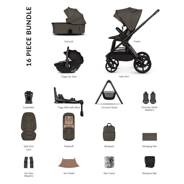 Venicci Upline 3 Ultimate Bundle with Tiago Beige Car Seat - Truffle