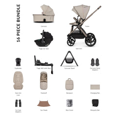 Venicci Upline 3 Ultimate Bundle with Tiago Black Car Seat - Pebble