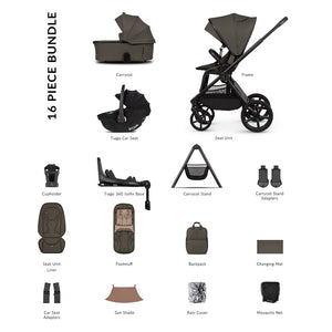 Venicci Upline 3 Ultimate Bundle with Tiago Black Car Seat - Truffle