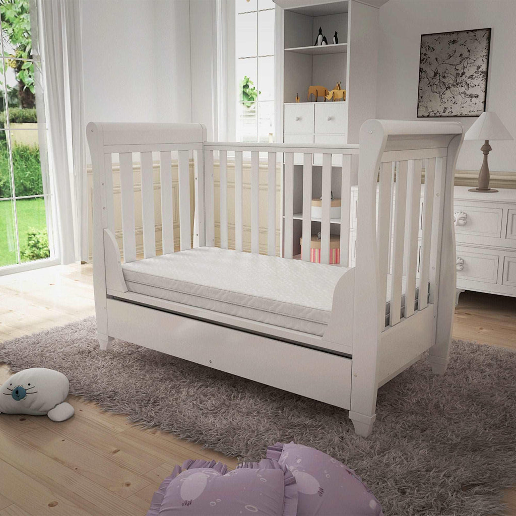 Babymore Eva Sleigh Cot Bed With Drawer - Chelsea Baby