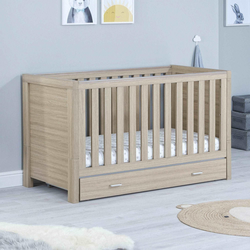 Babymore Luno Cot Bed With Drawer - Chelsea Baby