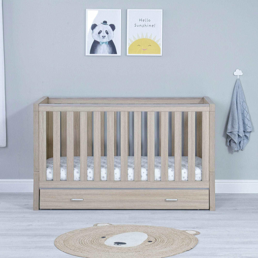 Babymore Luno Cot Bed With Drawer - Chelsea Baby