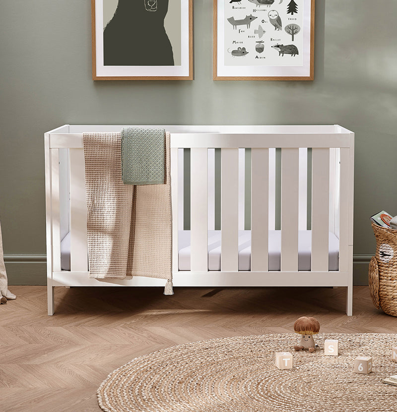 Silver Cross Bromley 3 Piece White Nursery Set with Convertible Cot to Toddler Bed, Dresser & Wardrobe