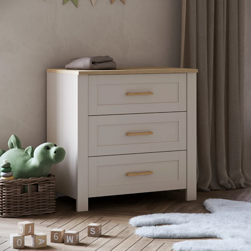 Silver Cross Seville 3 Piece Nursery Set with Convertible Cot to Toddler Bed, Dresser & Wardrobe