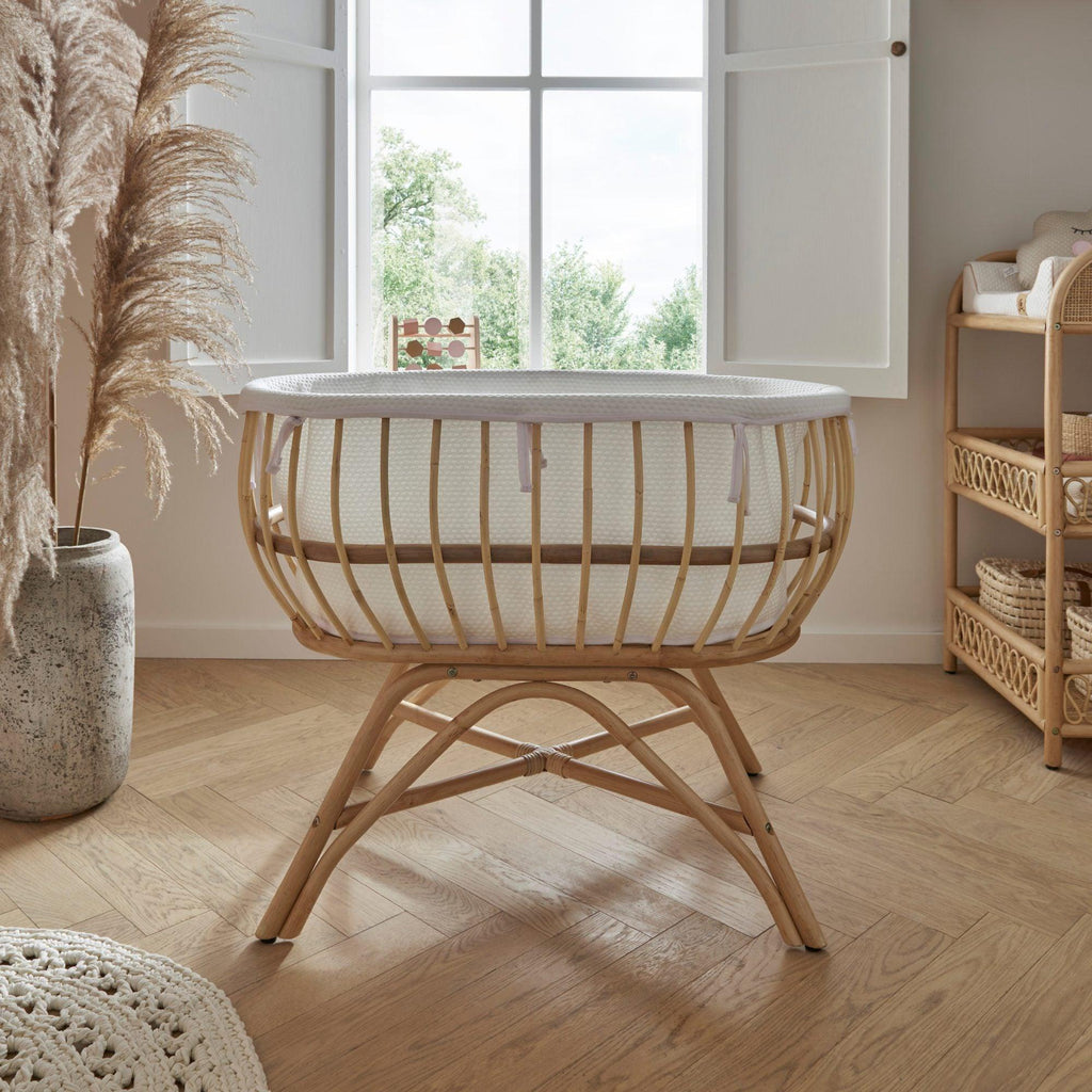 CuddleCo Aria 2 Piece Set Crib and Changer - Rattan - Chelsea Baby