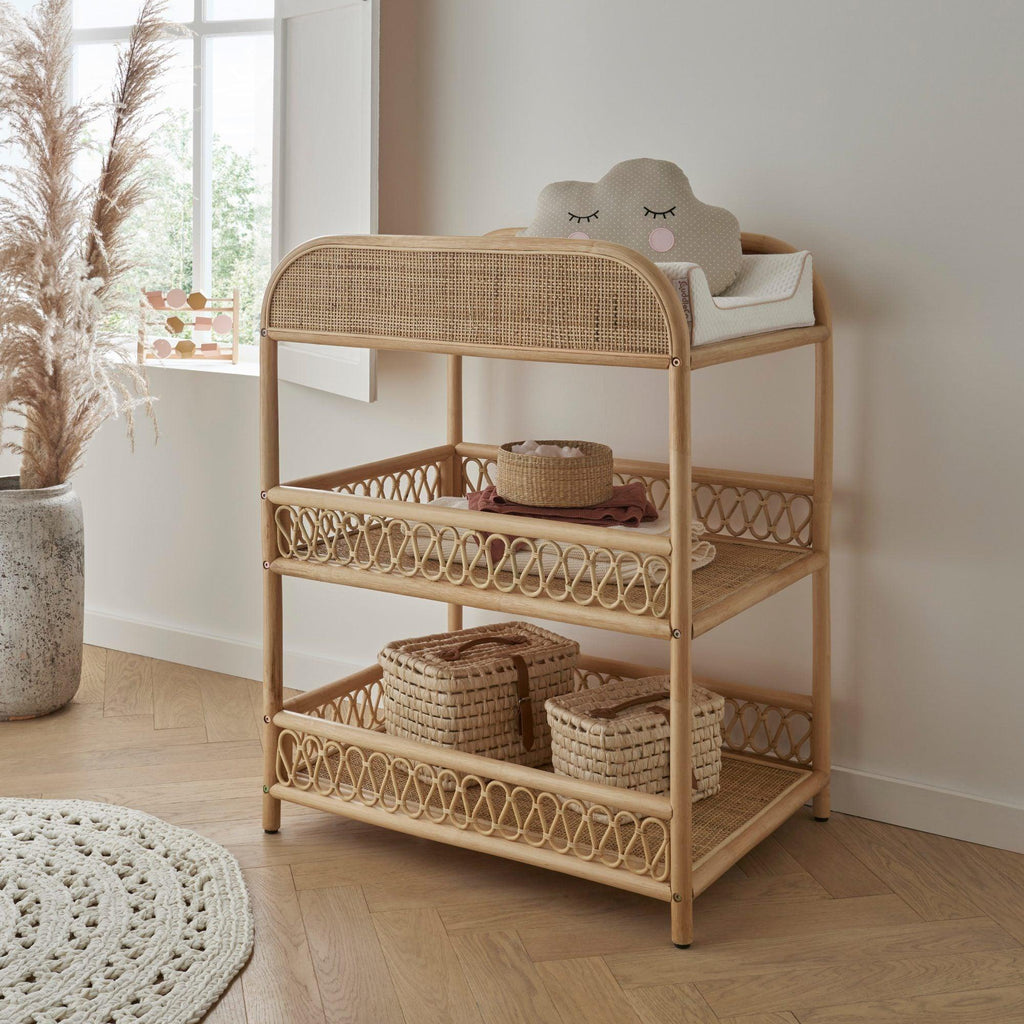 CuddleCo Aria 2 Piece Set Crib and Changer - Rattan - Chelsea Baby