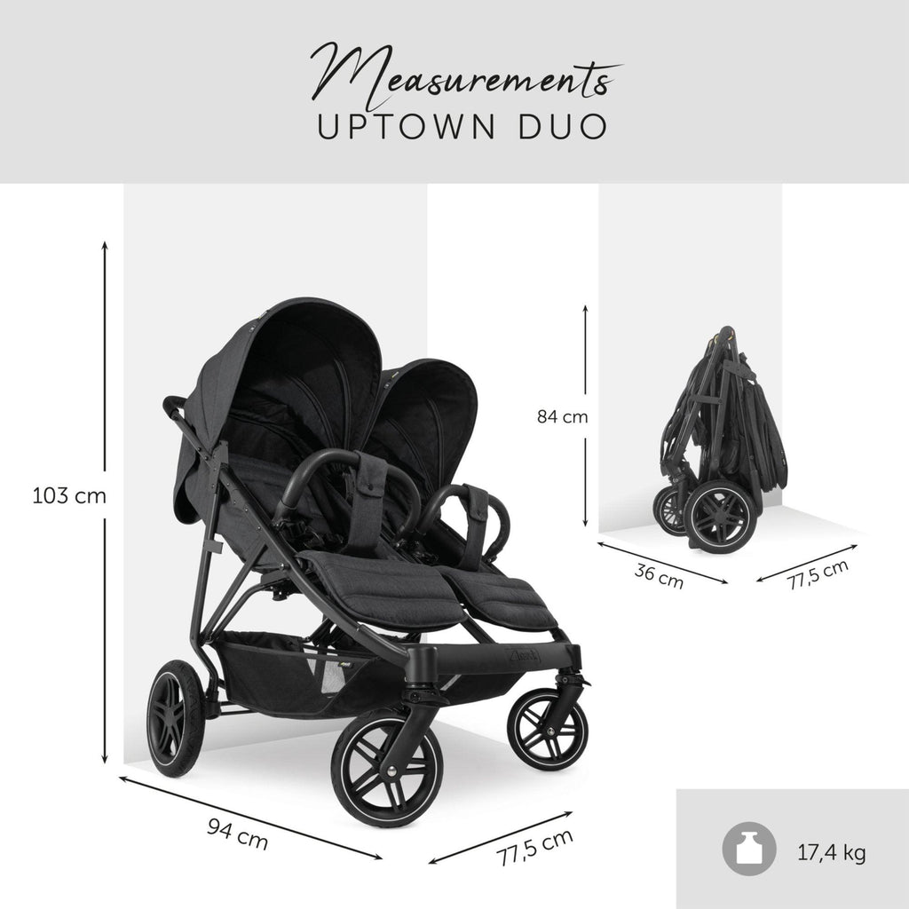 Hauck Uptown Duo Twin Pushchair - Black - Chelsea Baby