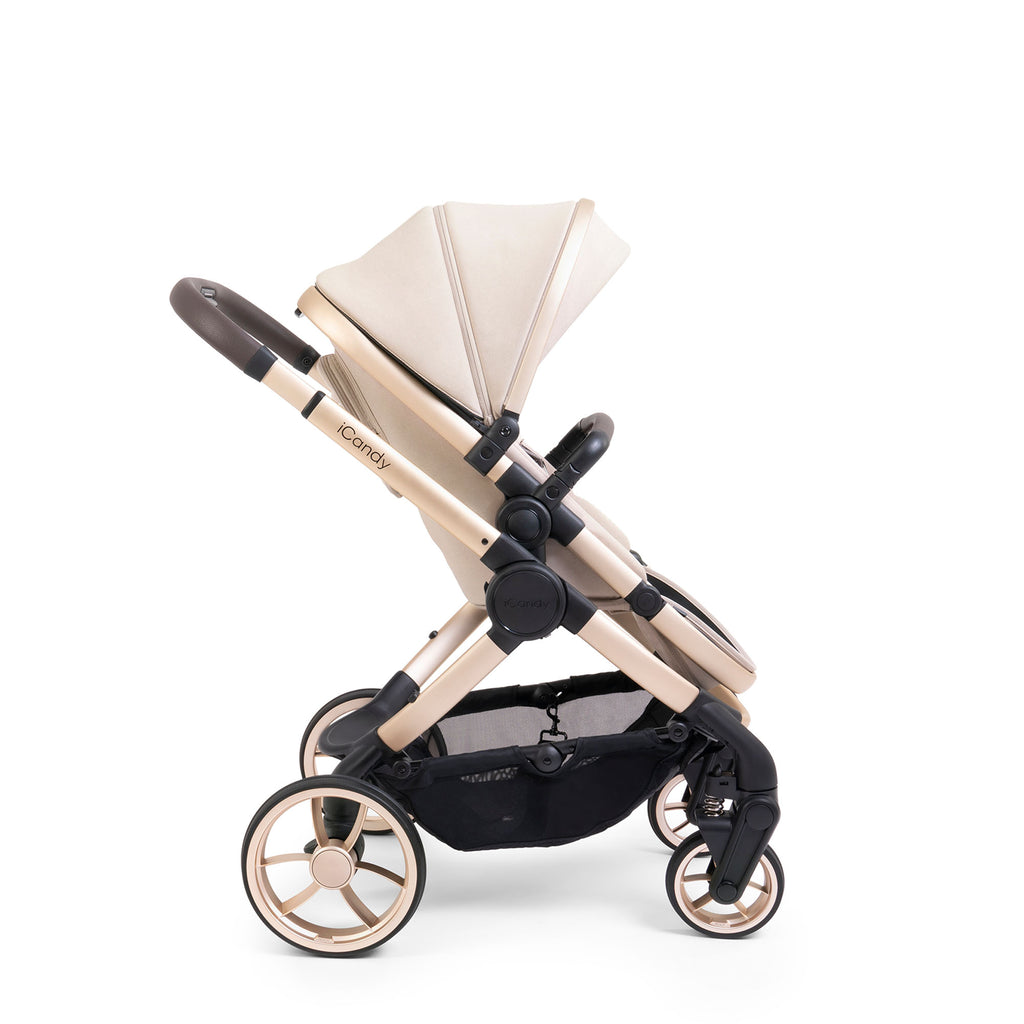 iCandy Peach 7 Pushchair and Carrycot Complete Car Seat Bundle - Biscotti