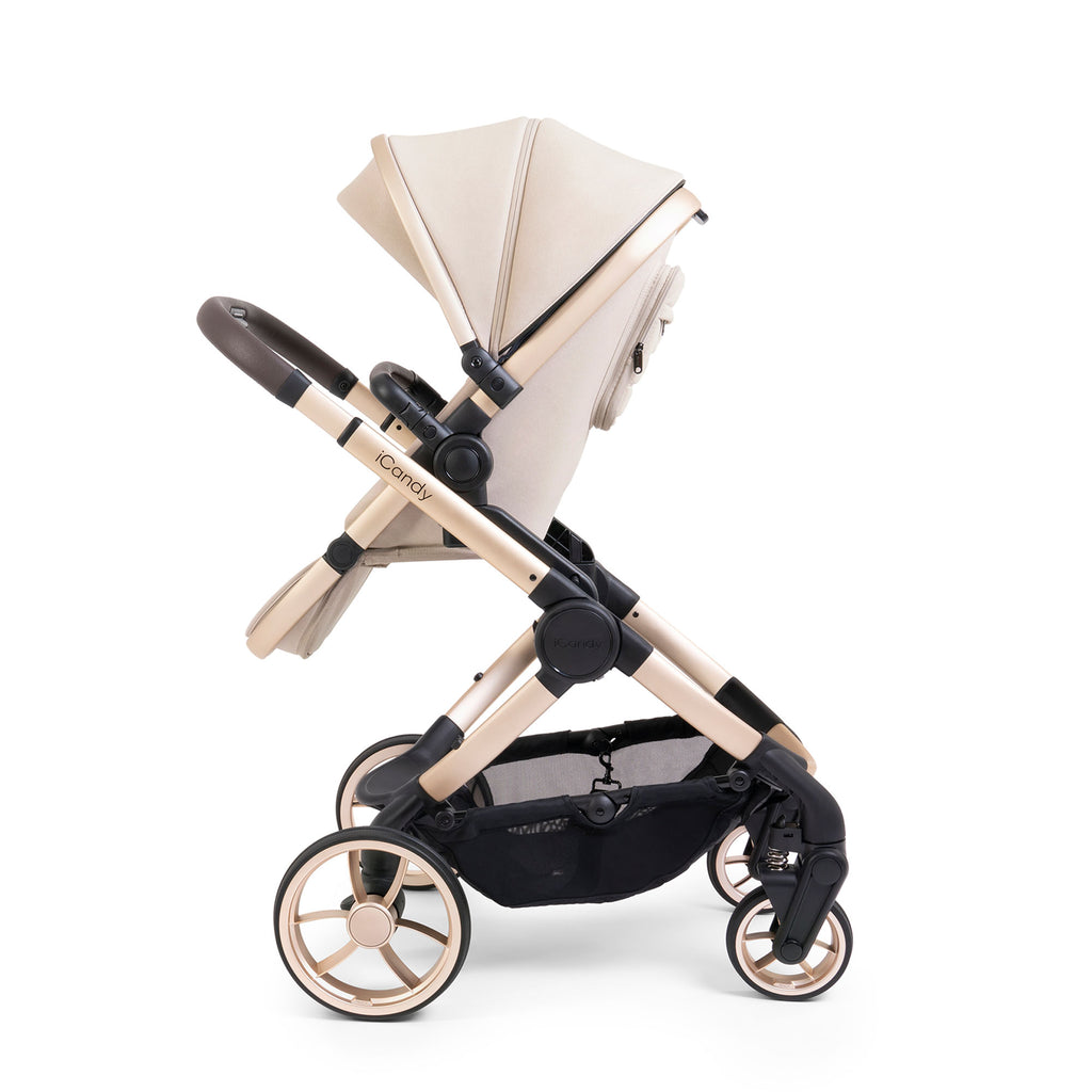 iCandy Peach 7 Pushchair and Carrycot Complete Car Seat Bundle - Biscotti