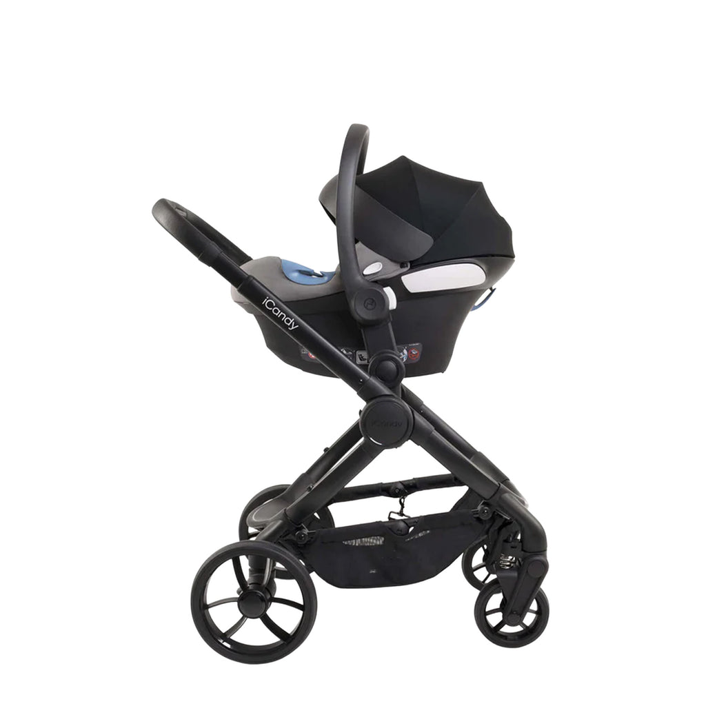 iCandy Peach 7 Pushchair and Carrycot Complete Car Seat Bundle - Black Edition